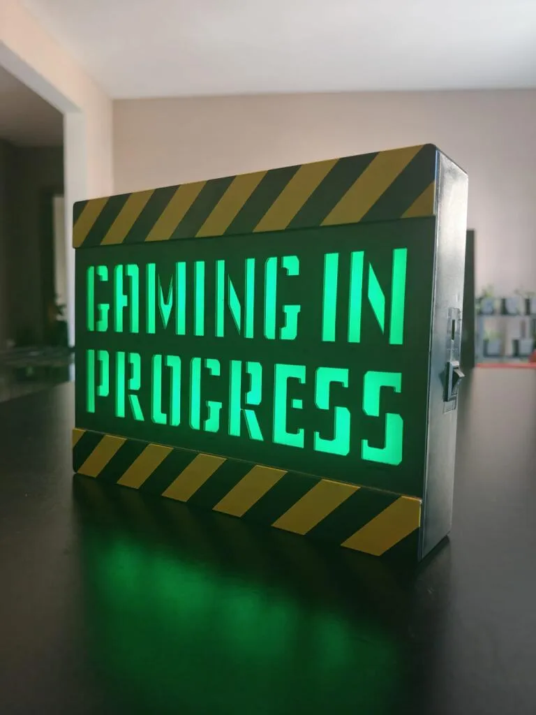 LED “Gaming in Progress” Light-Up Sign – Perfect Gaming Room Decor